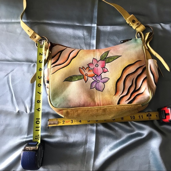 Great American Leather works Purse Handbag Floral Painted Leather - Picture 3 of 10